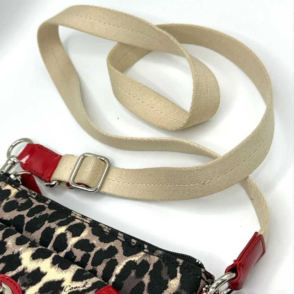 ⭐️⭐️SOLD⭐️⭐️ Y2K Coach Park Ocelot Leopard Print Crossbody - Black/Red Patent - Picture 13 of 15